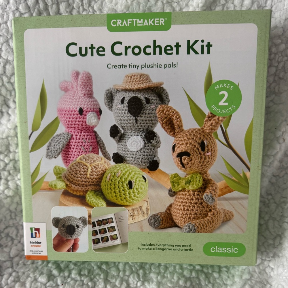 Classic Crochet Kit - Pink, Gray, Green Animals